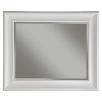 Polystyrene Framed Wall Mirror With Beveled Glass, White