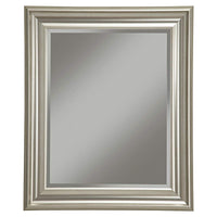 Polystyrene Framed Wall Mirror With Beveled Glass, Champagne Silver