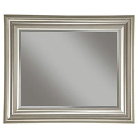 Polystyrene Framed Wall Mirror With Beveled Glass, Champagne Silver