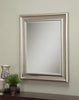 Polystyrene Framed Wall Mirror With Beveled Glass, Champagne Silver