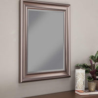 Polystyrene Framed Wall Mirror With Beveled Glass, Silver