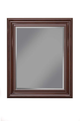 Polystyrene Framed Wall Mirror With Beveled Glass, Cherry Brown