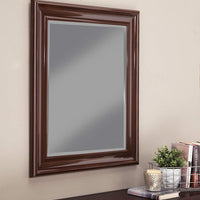 Polystyrene Framed Wall Mirror With Beveled Glass, Cherry Brown