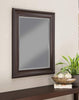 Polystyrene Framed Wall Mirror With Beveled Glass, Espresso Brown