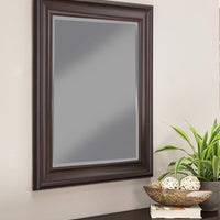 Polystyrene Framed Wall Mirror With Beveled Glass, Espresso Brown