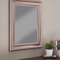 Polystyrene Framed Wall Mirror With Beveled Glass, Rose Gold