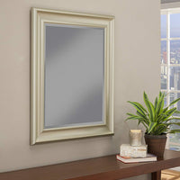 Polystyrene Framed Wall Mirror With Beveled Glass, Silver