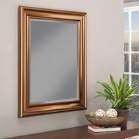 Polystyrene Framed Wall Mirror With Beveled Glass, Copper