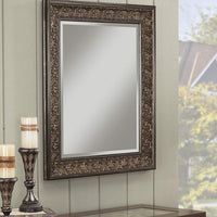 Wall Mirror With Intricately Carved Polystyrene Frame, Bronze