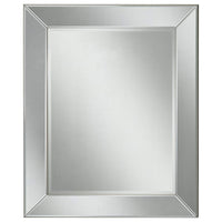 Polystyrene Framed Wall Mirror With a Beveled Glass, Silver