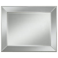 Polystyrene Framed Wall Mirror With a Beveled Glass, Silver