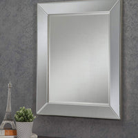 Polystyrene Framed Wall Mirror With a Beveled Glass, Silver