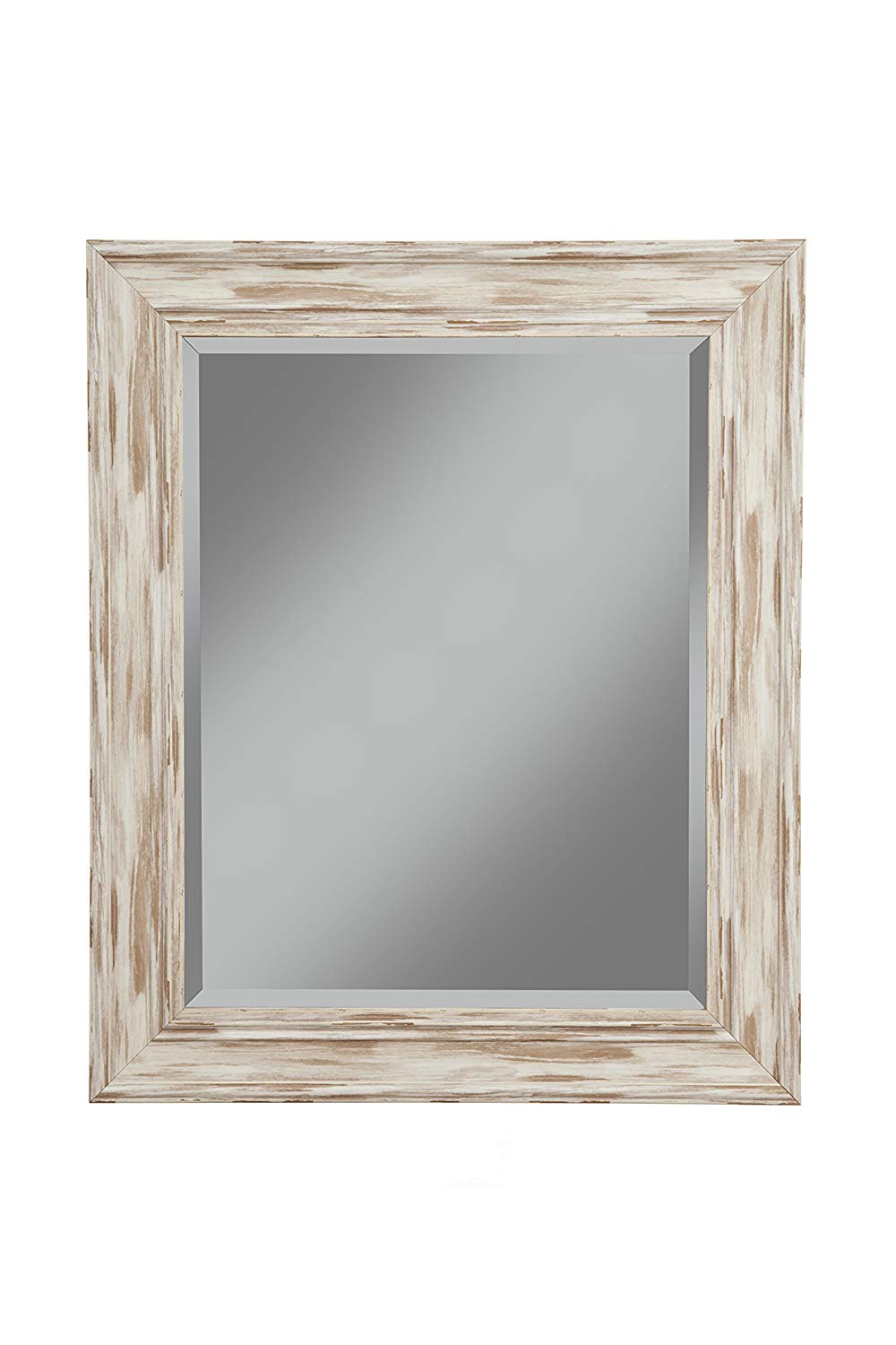 Polystyrene Framed Wall Mirror With Sharp Edges, Antique White