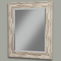 Polystyrene Framed Wall Mirror With Sharp Edges, Antique White