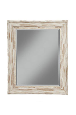 Polystyrene Framed Wall Mirror With Sharp Edges, Antique White