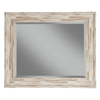 Polystyrene Framed Wall Mirror With Sharp Edges, Antique White