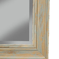 Polystyrene Framed Wall Mirror With Sharp Edges, Antique Turquoise Blue