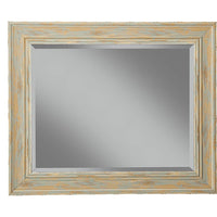 Polystyrene Framed Wall Mirror With Sharp Edges, Antique Turquoise Blue