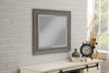 Polystyrene Framed Wall Mirror With Sharp Edges, Antique Gray
