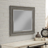 Polystyrene Framed Wall Mirror With Sharp Edges, Antique Gray