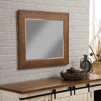 Polystyrene Framed Wall Mirror With Sharp Edges, Honey Tobacco Brown