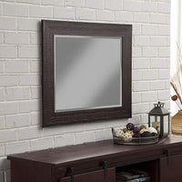 Rustic MDF Framed Wall Mirror With Sharp Edges, Espresso Brown