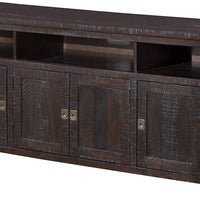 Wooden TV Stand With 3 Shelves and Cabinets, Espresso Brown