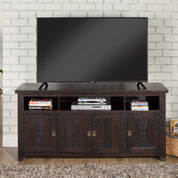 Wooden TV Stand With 3 Shelves and Cabinets, Espresso Brown