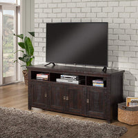 Wooden TV Stand With 3 Shelves and Cabinets, Espresso Brown
