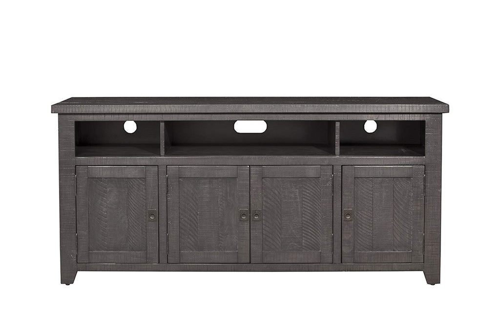 Wooden TV Stand With 3 Shelves and Cabinets, Gray