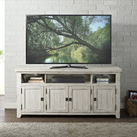 Wooden TV Stand With 3 Shelves and Cabinets, White