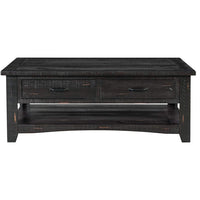 Wooden Coffee Table With 2 Drawers, Antique Black