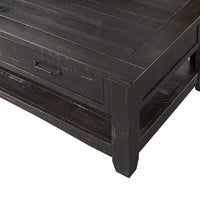 Wooden Coffee Table With 2 Drawers, Antique Black