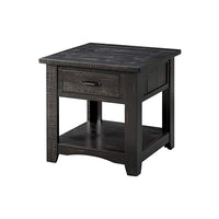 Wooden End Table With Drawer & Shelf, Antique Black