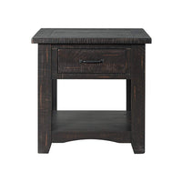 Wooden End Table With Drawer & Shelf, Antique Black