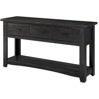 Wooden Console Table With Three Drawers, Antique Black