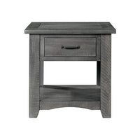 Wooden End Table With 1 Drawer & 1 Shelf, Gray
