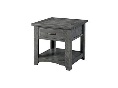 Wooden End Table With 1 Drawer & 1 Shelf, Gray