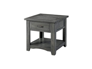 Wooden End Table With 1 Drawer & 1 Shelf, Gray