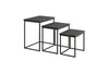 3 Piece Pine wood and Metal Nesting Table, Gray