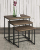 3 Piece Pine wood and Metal Nesting Table, Brown