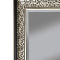 Full Length Leaner Mirror With Polystyrene Frame, Antique Silver and Black