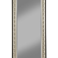 Full Length Leaner Mirror With Polystyrene Frame, Antique Silver and Black