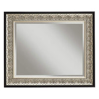 Wall Mirror With Intricately Carved Polystyrene Frame, Antique Silver and Black