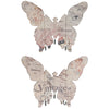 Butterfly Shape MDF Wall Decor With 3 Metal Hooks, Multicolor, Set of 2