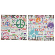 Distressed Wooden Wall Plaques With Colorful Doodles, Set of 2