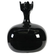 Contemporary Style Ceramic Vase With Designer Top, Black
