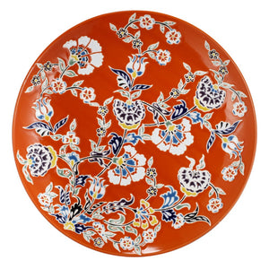 Round Ceramic Decorative Plate With Elegant Motif, Multicolor