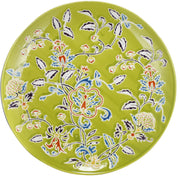 Floral Patterned Ceramic Decorative Plate In Round Shape, Multicolor