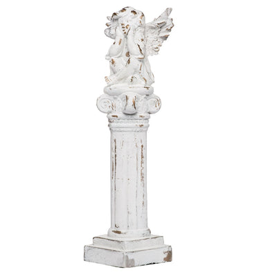 Distressed Angel Finial In Magnesium, White